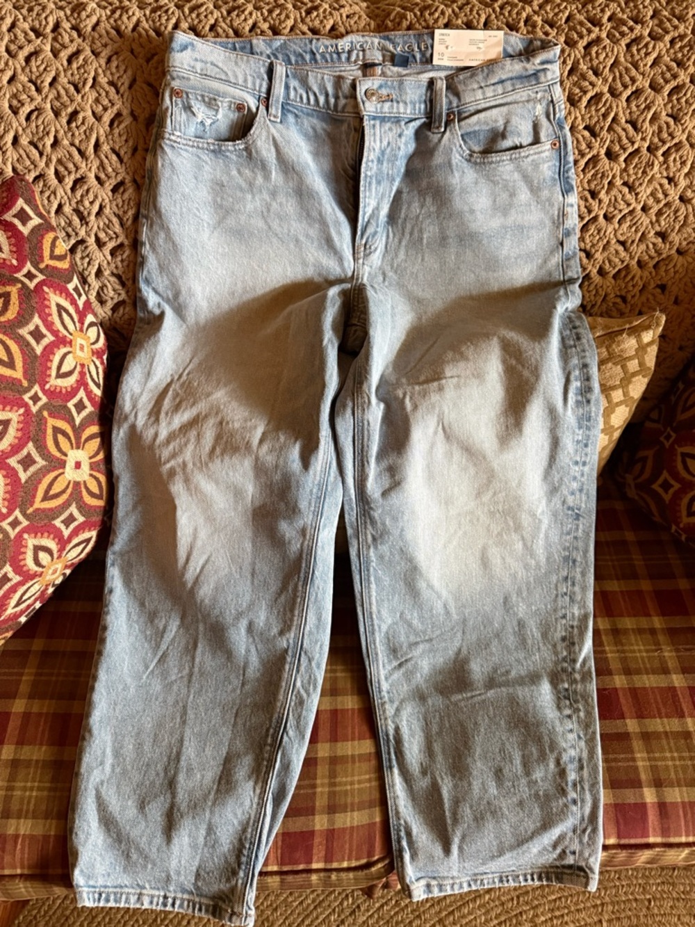 American Eagle Outfitters Light Blue Denim Jeans Womens Barrel Style